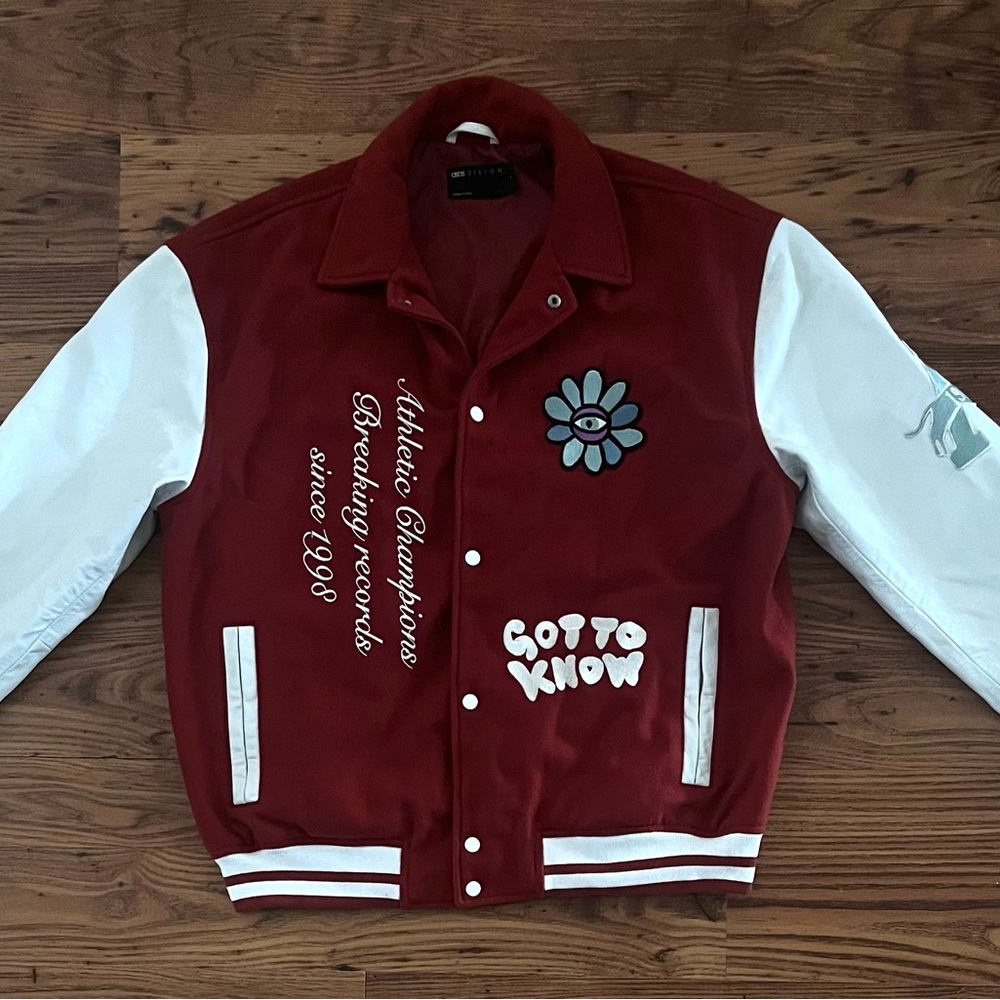 ASOS Red and White Varsity Jacket